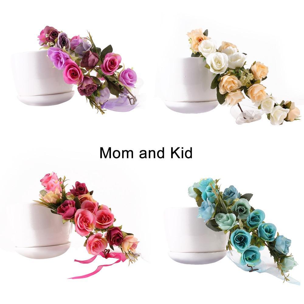 Luxury Modern Matching Flower Headband Lovely Newborn Headband Flower Crown Wreath for Mother and Kids