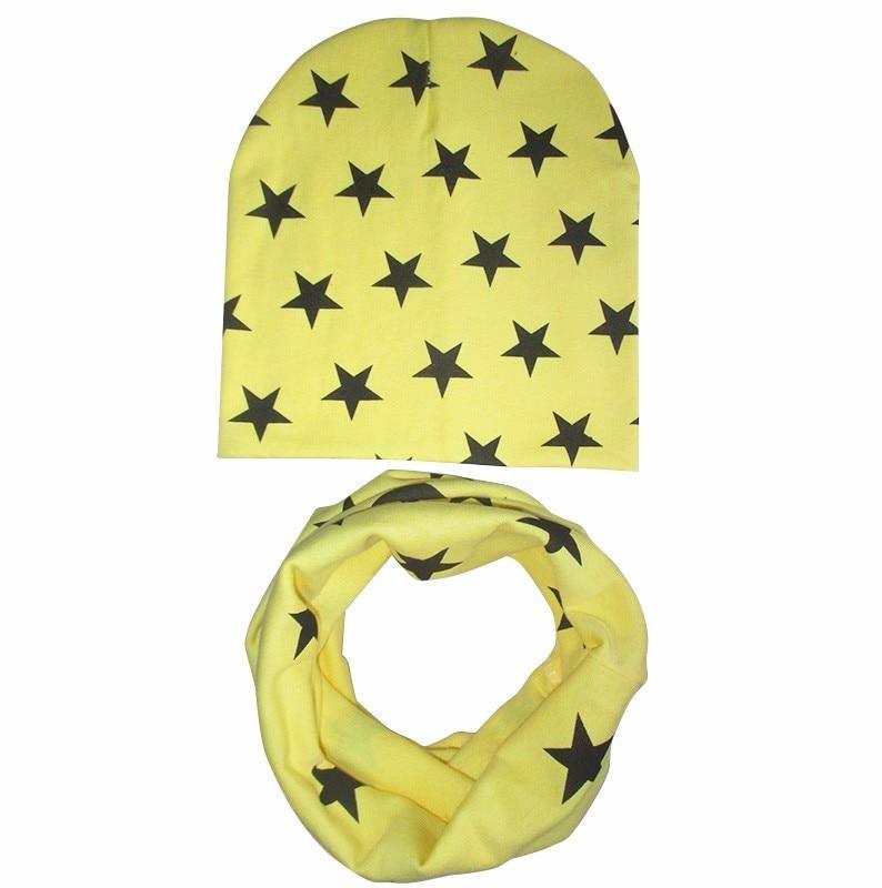 Modern New Trend Baby Hat Scarf Star Prints Cotton Children Boys Girl Cap Beanie Neck Collar Scarf Autumn Winter Warm Kids Hats For Kids