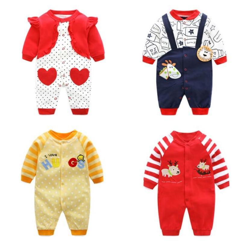 Modern Printed Jumpsuits Gentleman Autumn Long Sleeves Rompers Cotton Baby Clothes for Boys and Girls Outfits Style