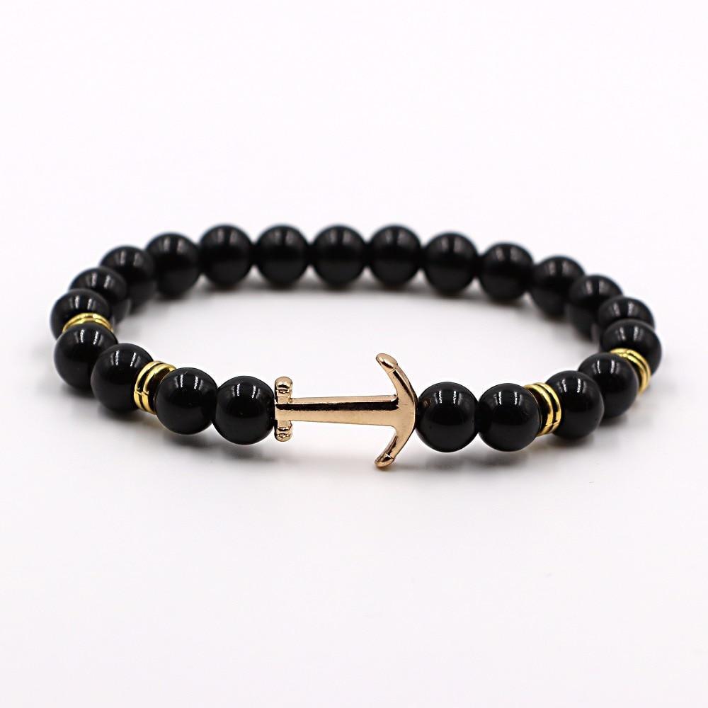 Modern Color Natural Stone Amazing Anchor Elegant Bracelet Nice Arrow White Black Onyx Lava Beads Luxury Bracelets For Women And Men Jewelry