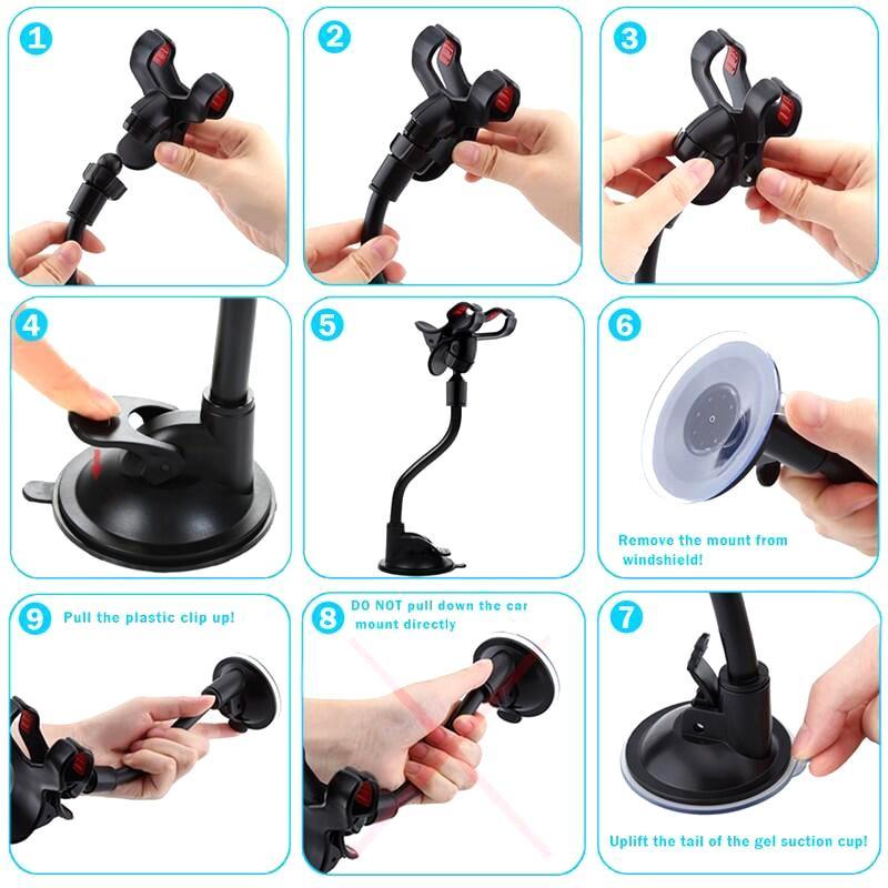 Adjustable Car Strong Phone Holder Flexible 360 Degree Rotation Windshield Mobile Stable Phone Holder Support GPS Car Accessories