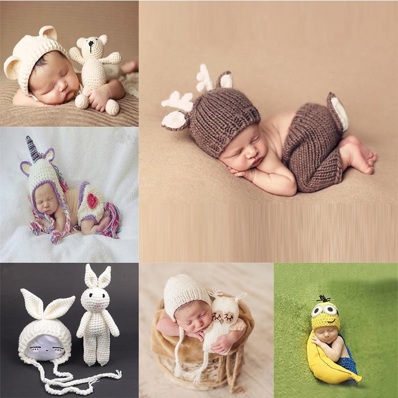 Modern Baby Cap Deer Design Handmade Crochet Deer Costume Set Knitted Hats And Toy For Girls and Boys Kids