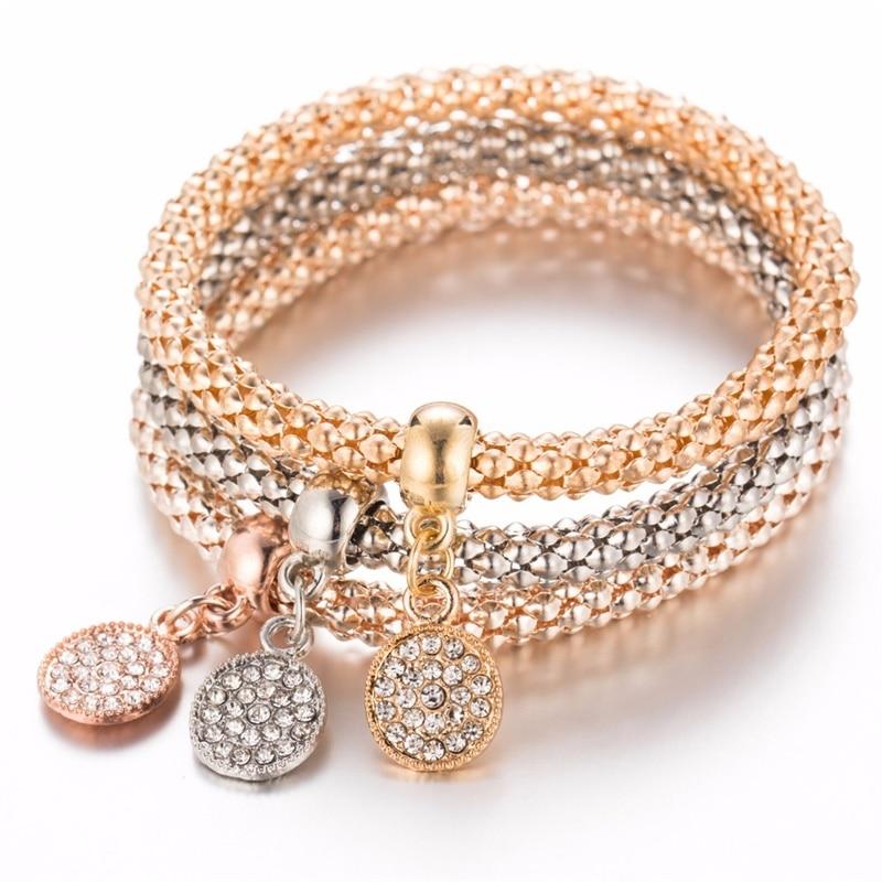 Owl Crystal Heart Bracelet & Bracelet Gold/Silverized Elephant Anchor Pendant Female Rhinestone Bracelet gift