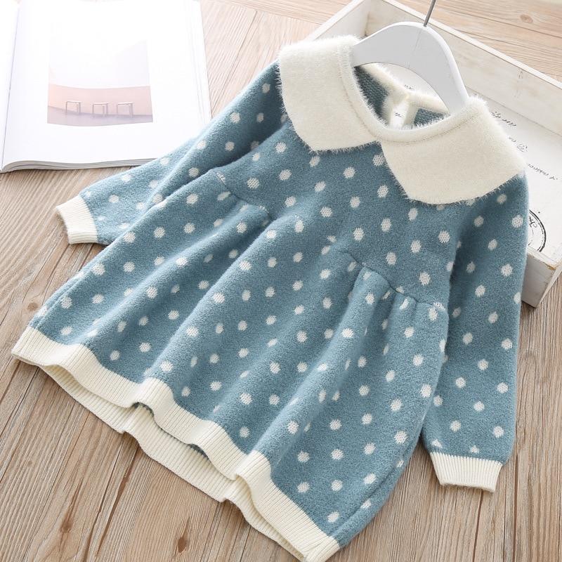 New Baby Winter Knitted Clothes Infant Toddler Tops Shirts For Baby Girls Retro Dress Design