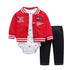 Modern Popular New Set Baby Cotton Long Sleeve Hooded Jacket Pant And Rompers For Newborn Outfits Unisex Clothing