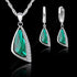 Modern Luxury Jewelry Sets For Women Weddings 925 Serling Silver Green Cubic Zirconia Necklace pendant and Earrings Sets For Her