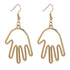 Handmade Abstract Art Earrings Gold Color Hand Palm Face Crystal Dangle Earrings For Women