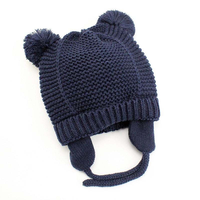 Modern Elegant Baby Knitted Pompom Cap Thick Warm Winter Ear Warm Kids Hat For Boys and Girls For Winter Cap