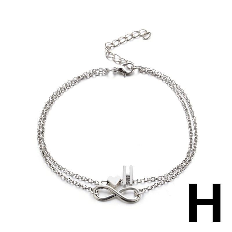 Anklet Heart Infinity Silver Color Ankle Bracelet 26 Letter Anklets For Women Foot Jewelry Style