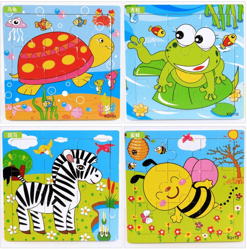 1 Pcs Animal Wooden Puzzles For Children In Wooden 3D Mosaic Puzzles Kids Educational Toys Design  For Baby Birthday Gifts