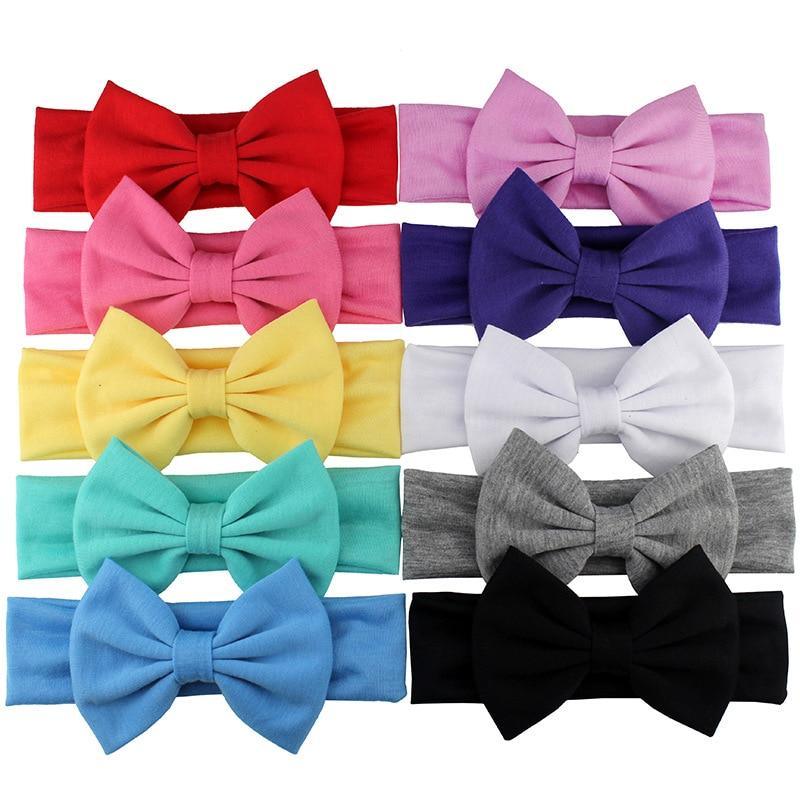 Cotton Elastic Newborn Baby Girls Solid Color Headband Bowknot Hair Band Children Infant Headband Bow for kids