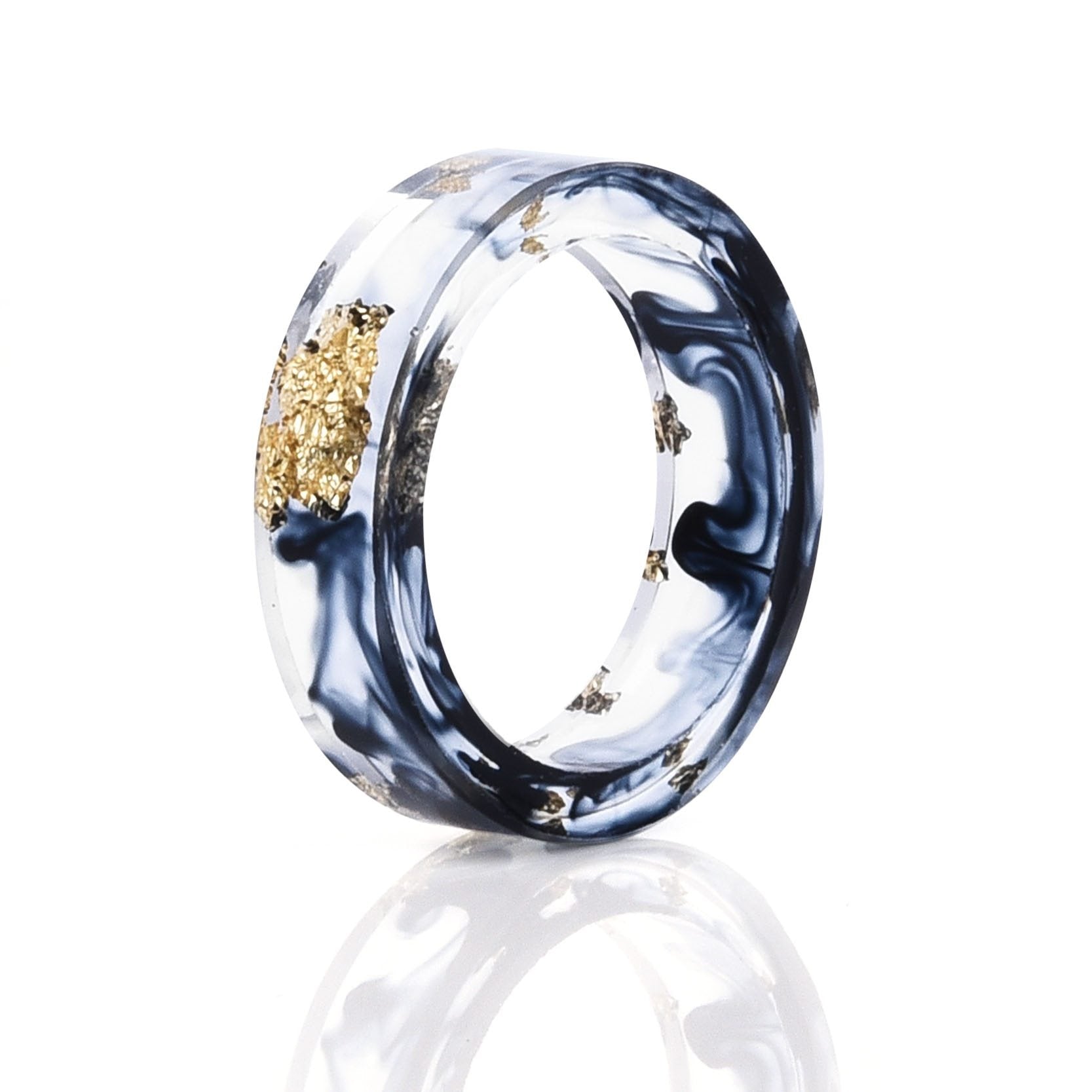 Handmade Luxury Nature Ring with 8 Colors High Quality Gold Foil Paper Inside Transparent Resin Rings for Women and Men