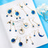 New Modern Fashion Blue Space Universe Elegant Moon Star Luxury Earrings For Women Perfect Gold Color Universe Planet Circle Asymmetry Trendy Long Earrings