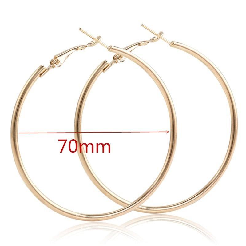 Big Circle Gold and Silver Luxury Woman 40mm 60mm 70mm 80mm Exaggerate Big Smooth Circle Hoop Earrings In Elegant Style