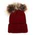 Fashion Parent-child Caps Cute Infant Baby Pom Pom Cap Winter Double Fur Ball Hat Baby Mom Warm Knitted Hat