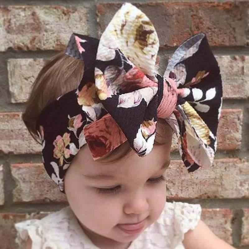 Handmade Bow Flowers Baby Headbands Printed Bowknot Elastic Baby Turban Newborn Hair Accessories For Baby Girls