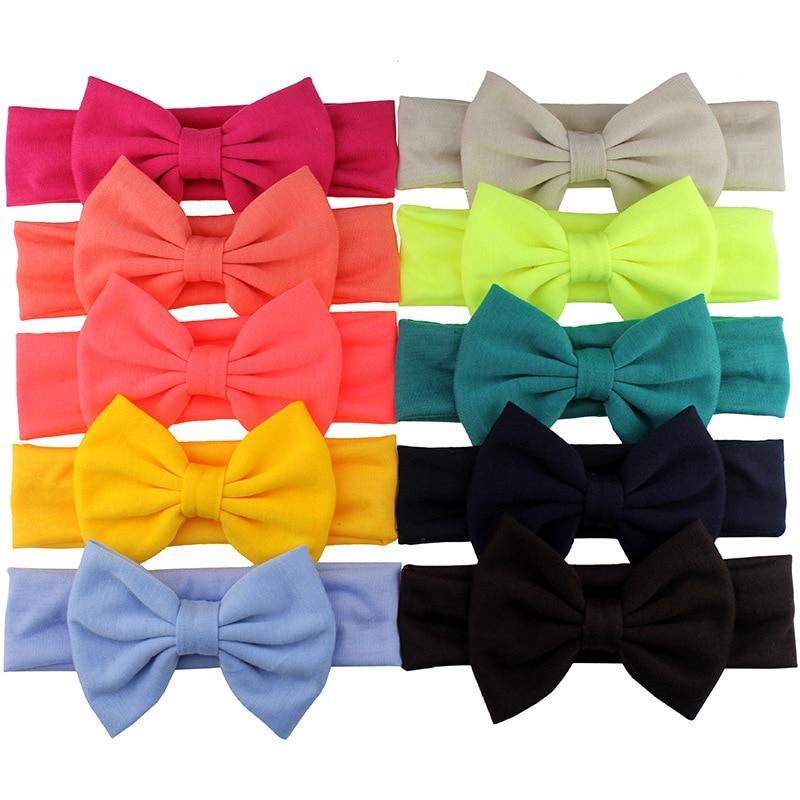 Cotton Elastic Newborn Baby Girls Solid Color Headband Bowknot Hair Band Children Infant Headband Bow for kids