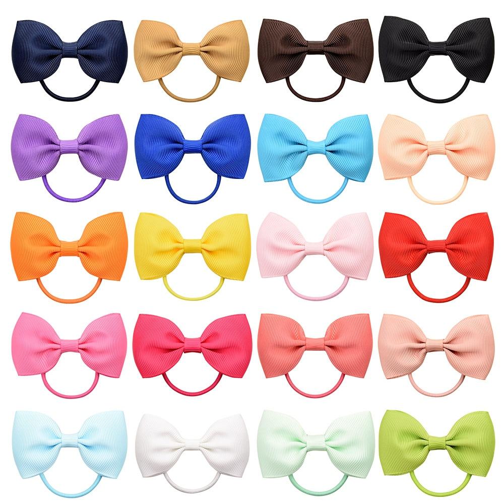 Luxury Handamde Small Baby Elastic Rubber band Head rope Mini Solid Ribbon Bow Tie For Girls Hair Accessories