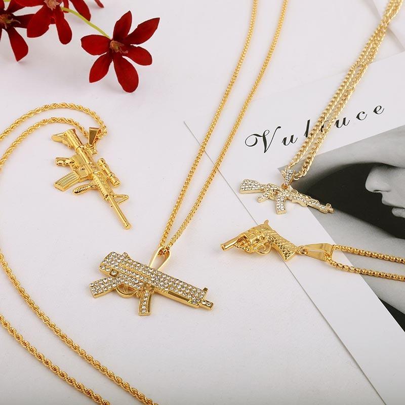 Modern Fashion Pendant Luxury Necklaces For Women And Men Cool Hip Hop Jewelry Steampunk Bling Rhinestone Elegant Gold Long Chain Necklace