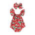 2PCS Newborn Baby Girl Watermelon Summer  Cute Bodysuit Jumpsuit Outfit WIth Bow For Girls