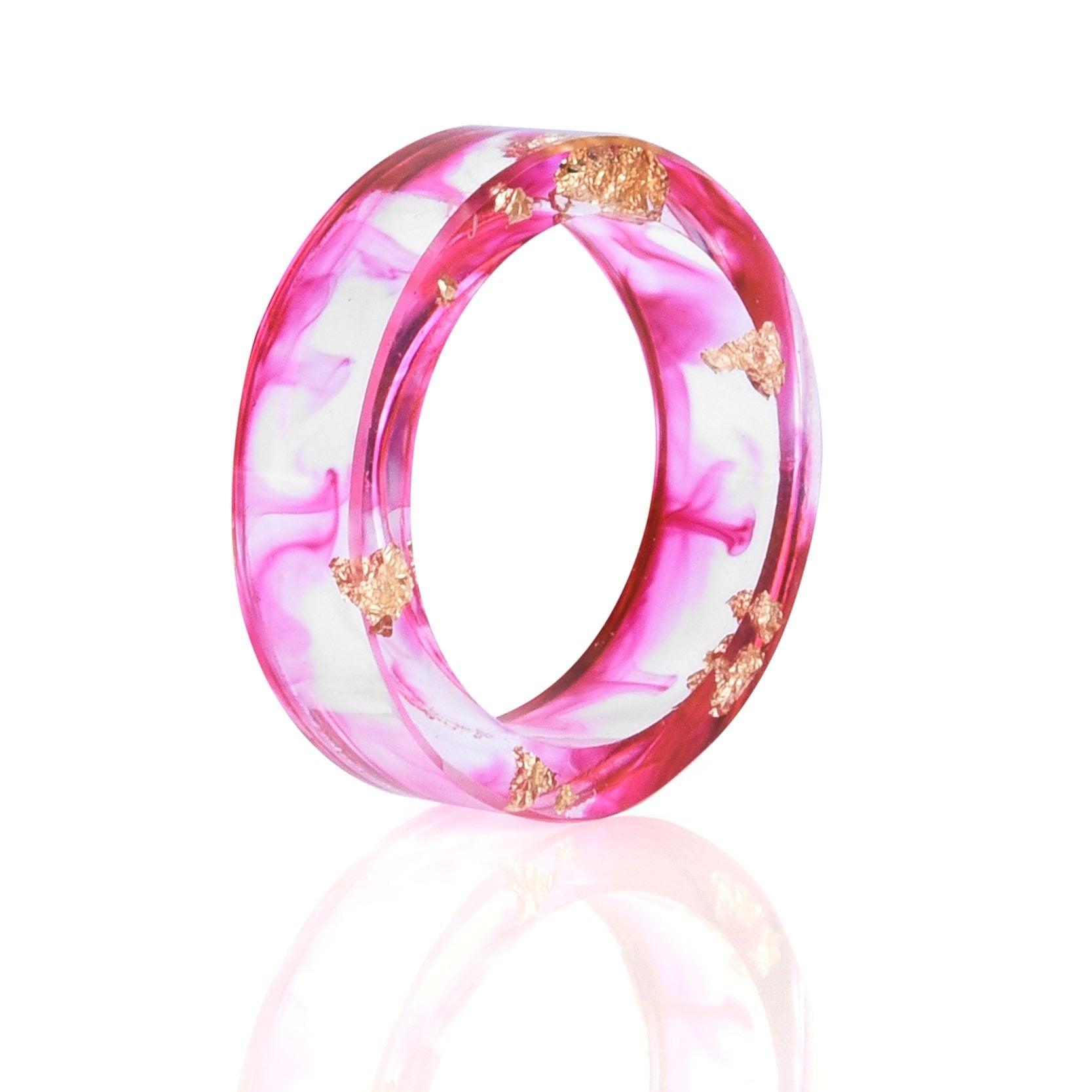 Handmade Luxury Nature Ring with 8 Colors High Quality Gold Foil Paper Inside Transparent Resin Rings for Women and Men