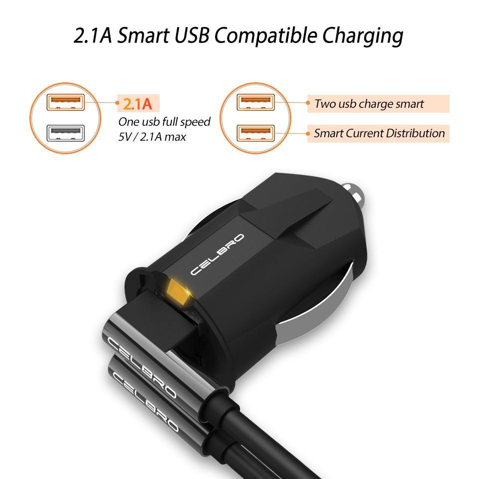 Mini USB Car Charger Adapter 2A Mobile Phone Dual USB Car-charger Stylish Design Two Charging Ports Car Gadgets