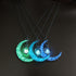 Modern Amazing Moon Glowing Necklace Gem Charm Elegant Jewelry Silver Plated Women Halloween Pendant Hollow Luminous Stone Pendant Perfect Necklace Gifts