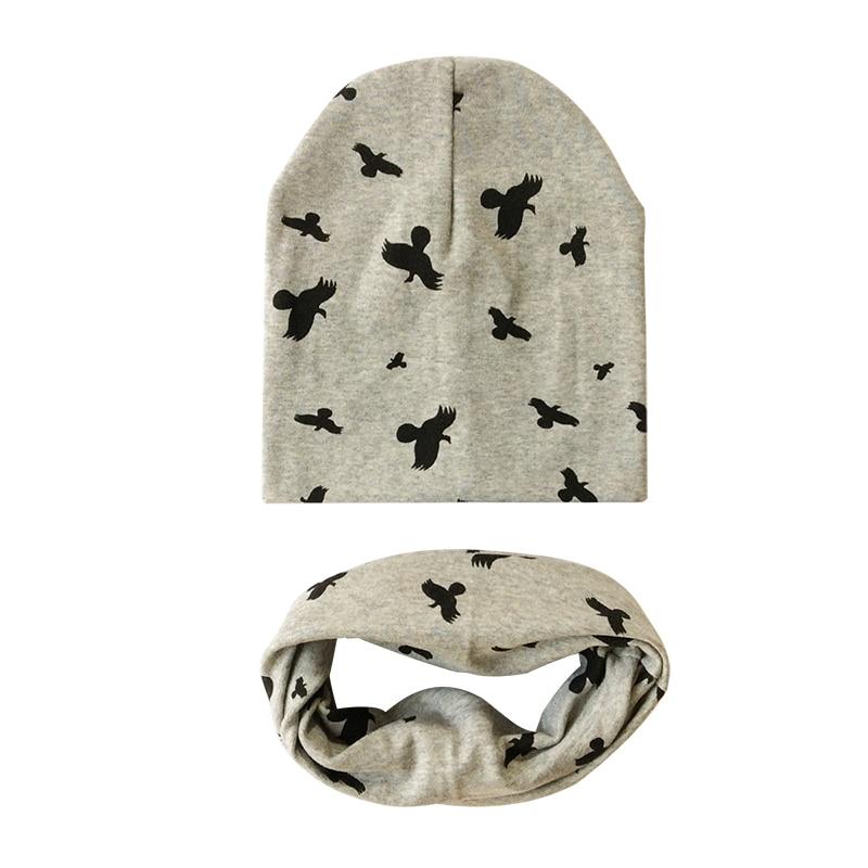 Modern Children Girls Cartoon Sheep Printing Cotton Hat and Scarf Animal Pattern Kids Caps Baby Beanie