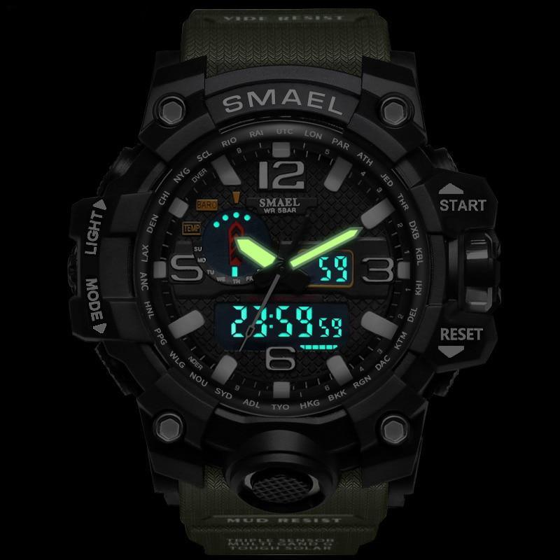 Brand Luxury Military Sports Men Quartz Analog LED Digital Watches For Man Waterproof 50M Dual Display Wristwatches