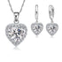 Romantic Luxury Fine 925 Sterling Silver Jewelry Heart Set For Women Bridal Wedding Heart Austrian Crystal Necklaces Earrings Set Excelent for For Valentine Day