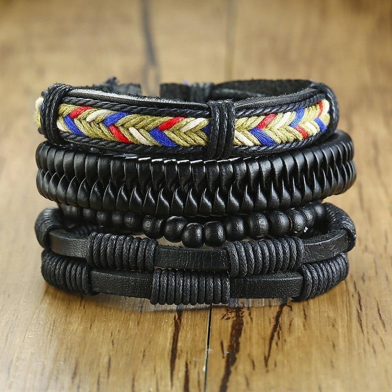 Braided Wrap Leather Bracelets for Men and Women Vintage Wooden Beads  Tribal Wristbands Bracelet Perfect Gift For Man Jewelry