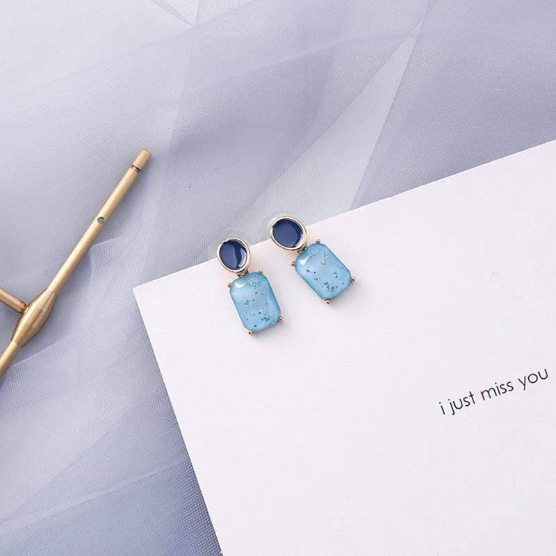 Style Blue Color Modern Fashion Elegant Geometric Dangle Earrings For Women New Luxury Cute Pendants women Jewelry