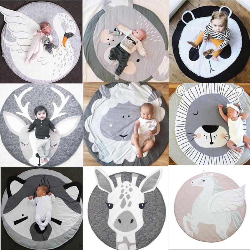 Modern Luxury Animal Carpet For Baby Play Mats Wewborn Infant Soft Sleeping Mat Cotton Rabbit Lion Raccoon Swan Pegasus Koala Cat Bear Carpet For Kids