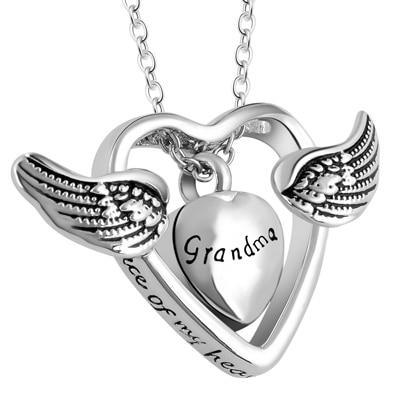 Personalized 925 Stainless Steel Heart Lives in Heaven Locket Heart Cremation Memorial ashes Urn Fashion Necklace Jewelry