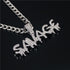 New Modern Trendy Savage Letter Elegant Necklace And Luxury Pendant Shiny Ice Out Link Chain Amazing Necklace With Tennis Chain Choker Hip Hop Jewelry For Men And Women