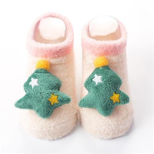 Baby Socks Christmas Anti Slip Short Socks for Baby Newborn Winter Warm Infant Cartoon Girls Boys