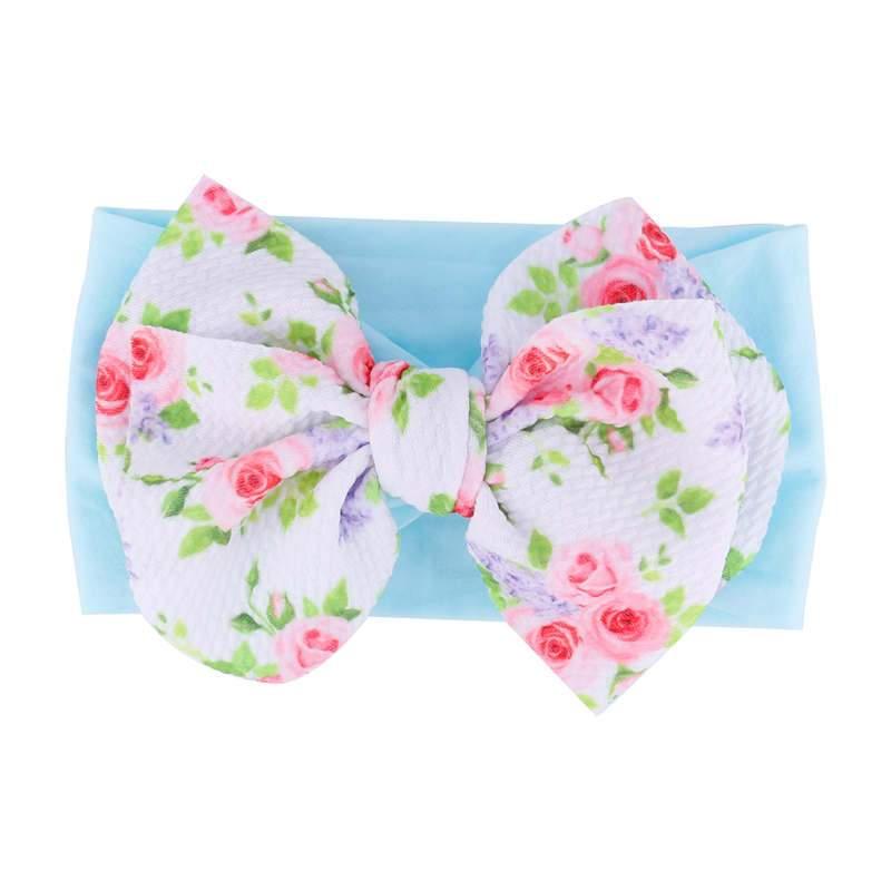 Handmade Bow Flowers Baby Headbands Printed Bowknot Elastic Baby Turban Newborn Hair Accessories For Baby Girls