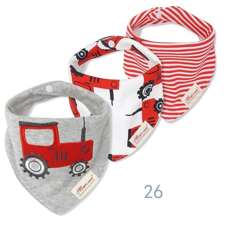 Moder 3PCS Baby Bibs Bandanna Lot Cotton Multi-style Triangle Cartoon For Infant Boys And Girls