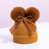 Luxury Modern Elegant New Girls Double Pompom Knitted Hat Warm Thicker Beanie Cap for Baby Girls In Winter elegant New Year Design