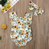 Modern Elegant Baby Girl Floral Romper Jumpsuit Playsuit Clothes Sun suit Baby Clothing WIth Sunflower Design And Bow