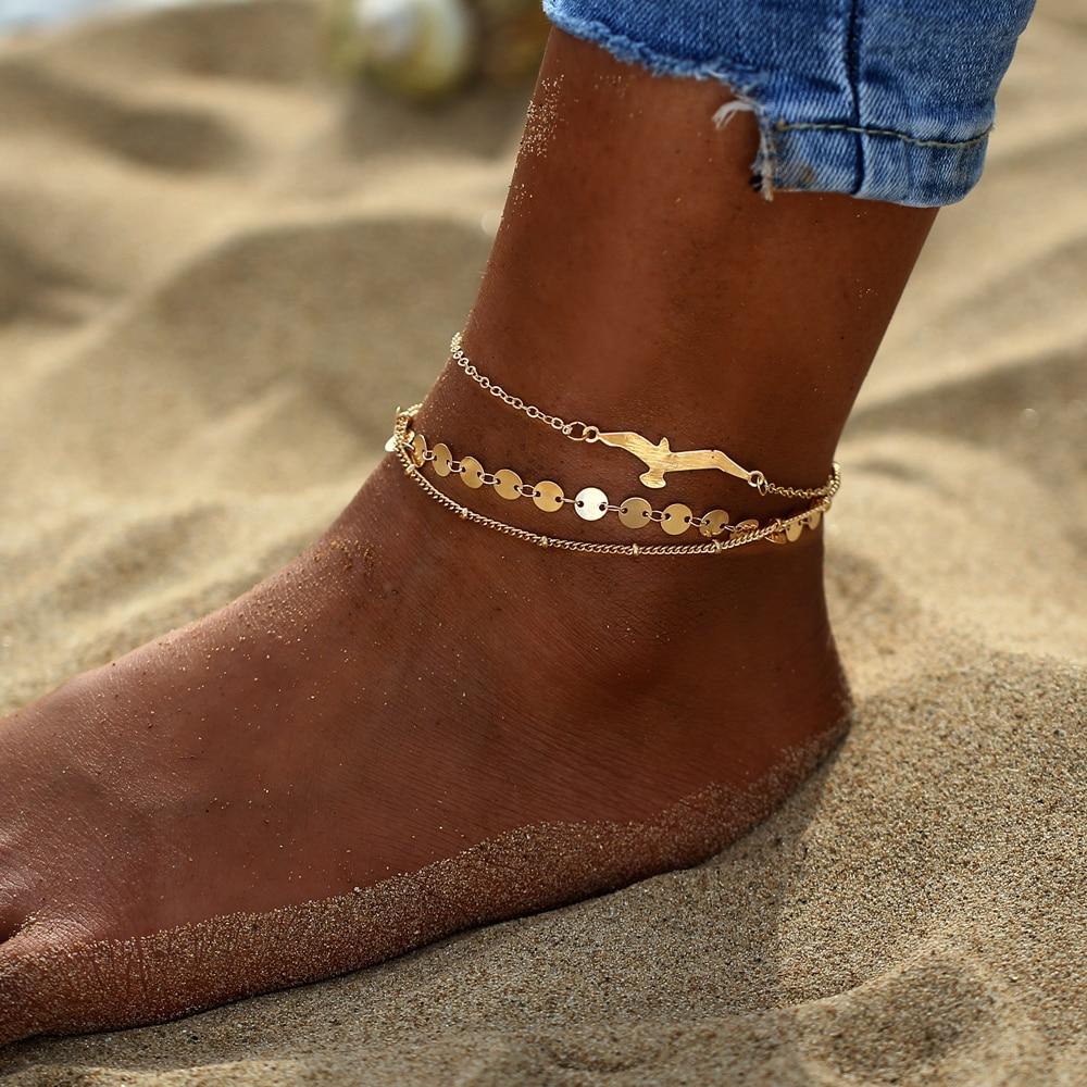 Bohemian Eagle Sequins Anklets For Women Fashion Gold Color Bracelet Anklet  Foot Accessories