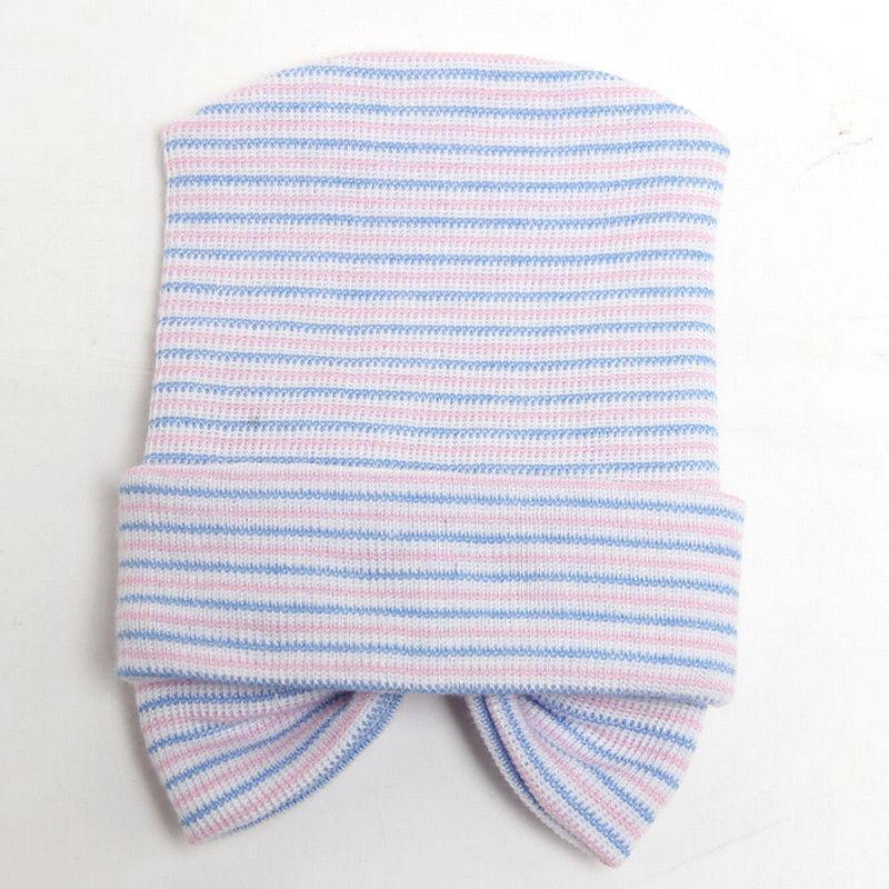 Newborn Baby Girls Striped Headband Headwear Toddler Soft Hat with Bow For Baby Girls