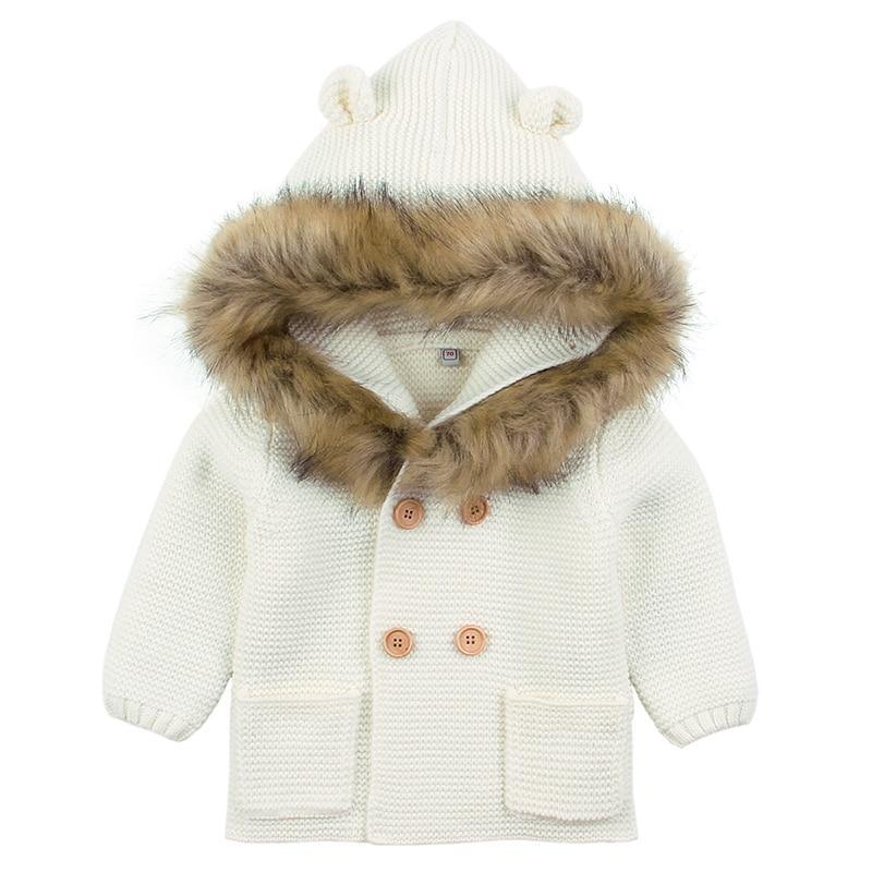 Winter Fashionable Sweaters For Baby Cardigans Autumn Hooded Newborn Knitted Jackets Cartoon Bear Children Long Sleeve Clothing