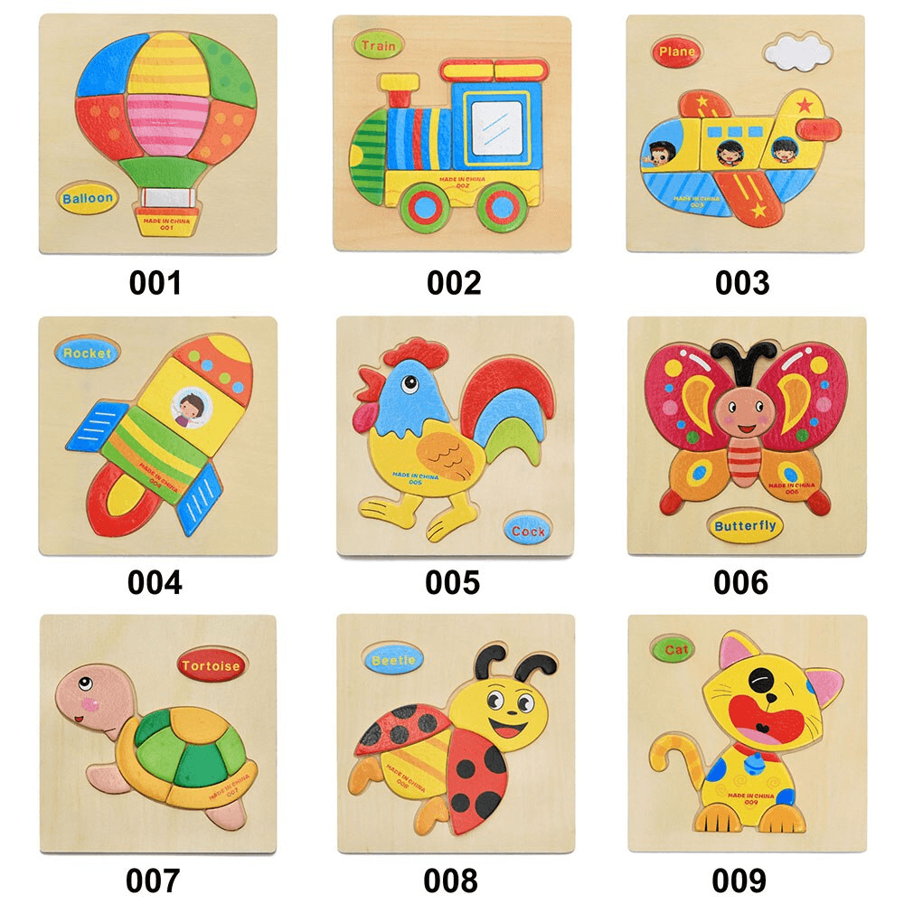 Wooden 3D Stevvex Modern Interesting Baby Learning Puzzles for Children Cartoon Animal Fruit Puzzles Intelligence Kids Children Educational Toy