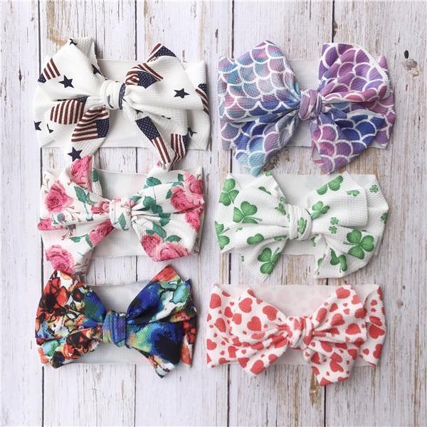 Infant Nylon Print Fabric Headband Baby Girl Headbands for Girls  Bows Baby Turban Headwrap Newborn Hairband For Girls