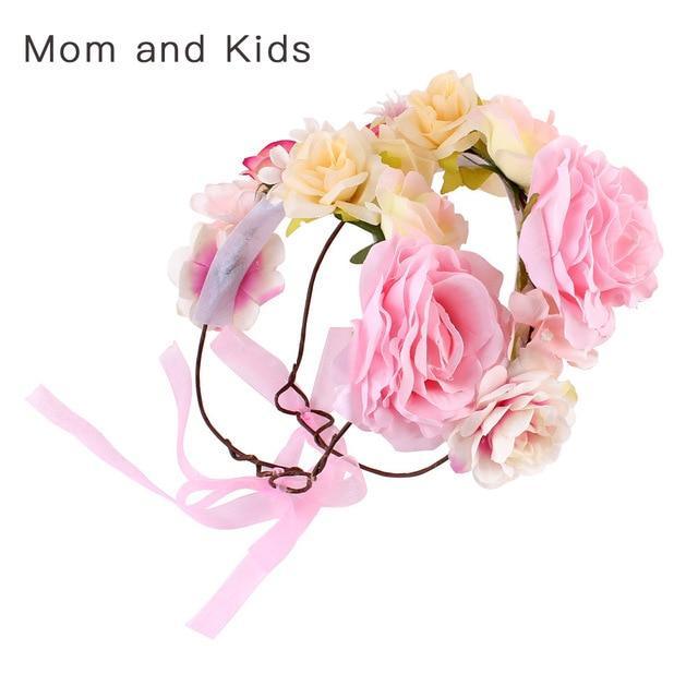 Luxury Handamde Mommy and Baby  Flower Headband Large Flower Crown Mother Kids Flowers  Headwear For Celebration