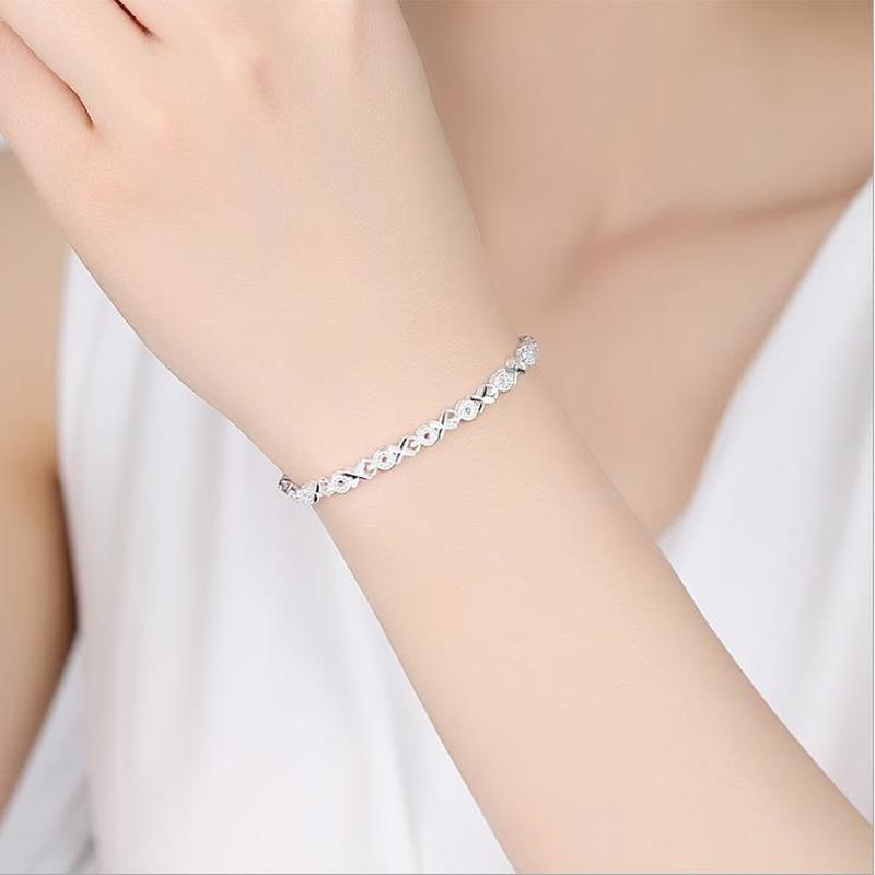 Top Quality Elegant 925 Sterling Silver Luxury Bracelets For Women Wedding Accessories Lady Fashion Zircon Geometric Bracelet Girl Gift