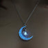 Modern Amazing Moon Glowing Necklace Gem Charm Elegant Jewelry Silver Plated Women Halloween Pendant Hollow Luminous Stone Pendant Perfect Necklace Gifts