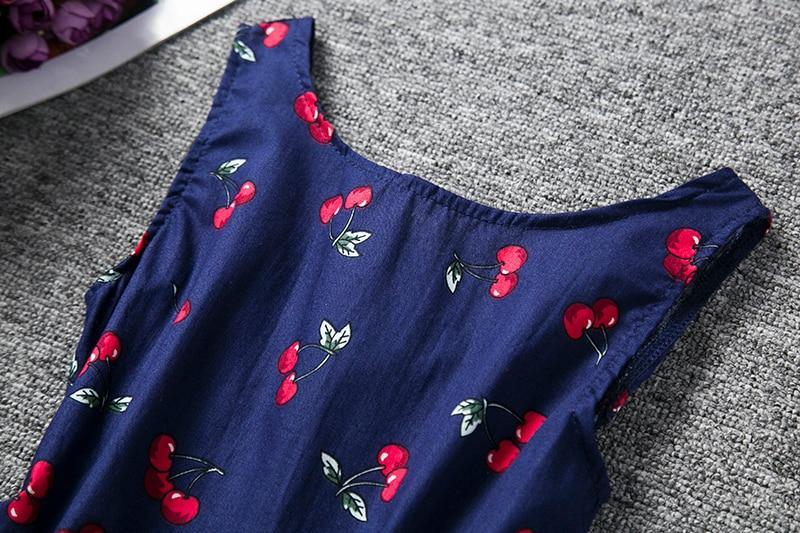 Luxury Modern Summer Girl Dress Children Kids Cherry Dress V-Back Dress Baby Cotton Kids Vest halter dress For Girls