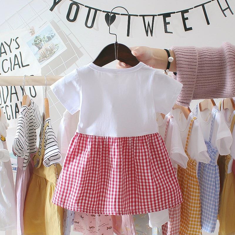 Retro Modern Baby Girl Clothing 0-3Y Casual Toddler Dress Plaid Fake Party Birthday Dress For Girls Between 6-24 Months